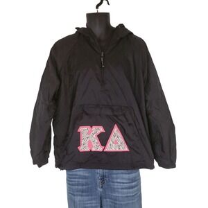 Kappa Delta Anorak Jacket Womens Small Black Sorority KD Pullover Charles River